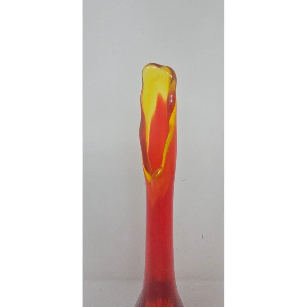 Vtg 1960s‎ Fenton Valencia Amberina swung vase MCM orange bud vase